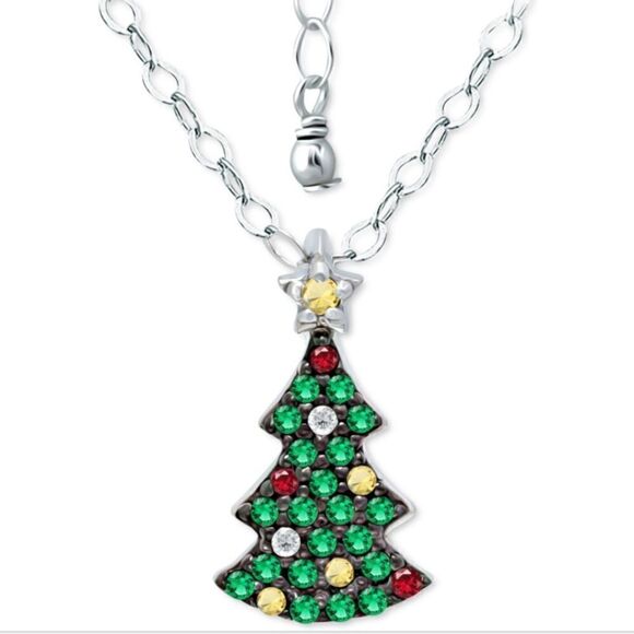 NWT Giani Bernini Sterling Silver CZChristmas Tree Pendant Necklace, 16" - Picture 1 of 3